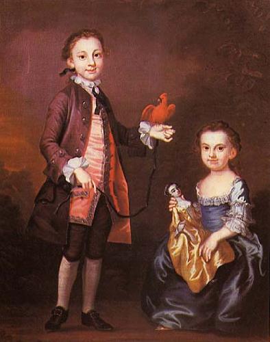 John Wollaston Portrait of Mann Page and his sister Elizabeth oil painting image
